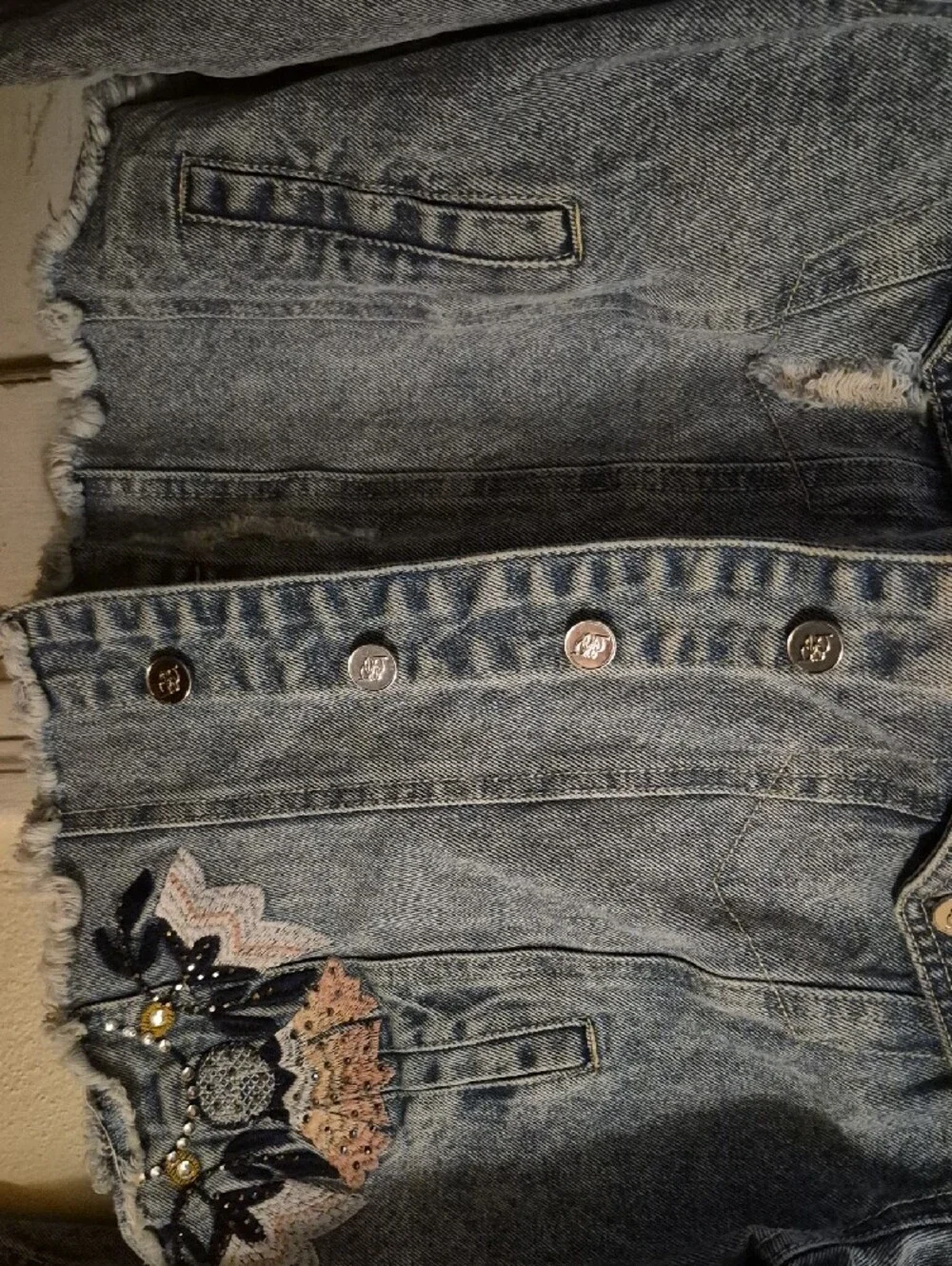 bebe Light Blue Denim Jacket with Black Label - Picture 6 of 8